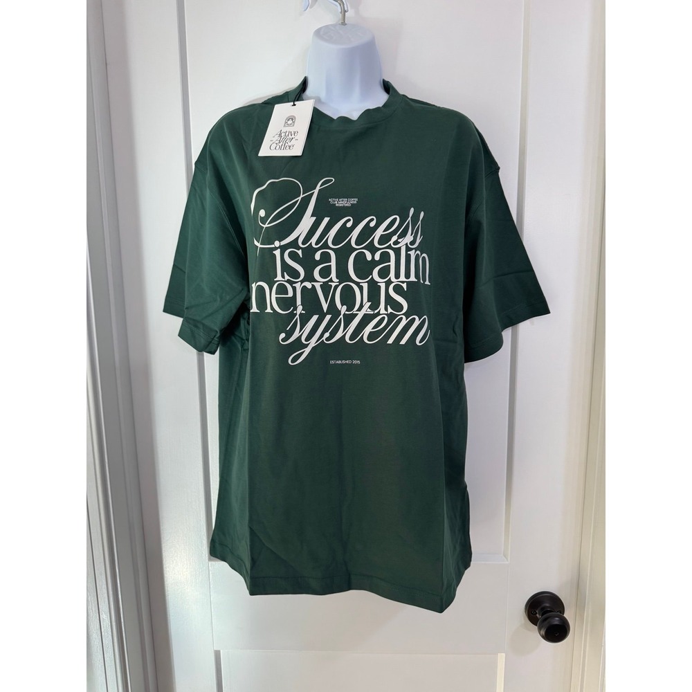 Active After Coffee Success Mindful Crewneck T-Shirt Green Unisex Size medium